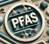 Das Wort PFAS umkreist von abstrakten Produkten
